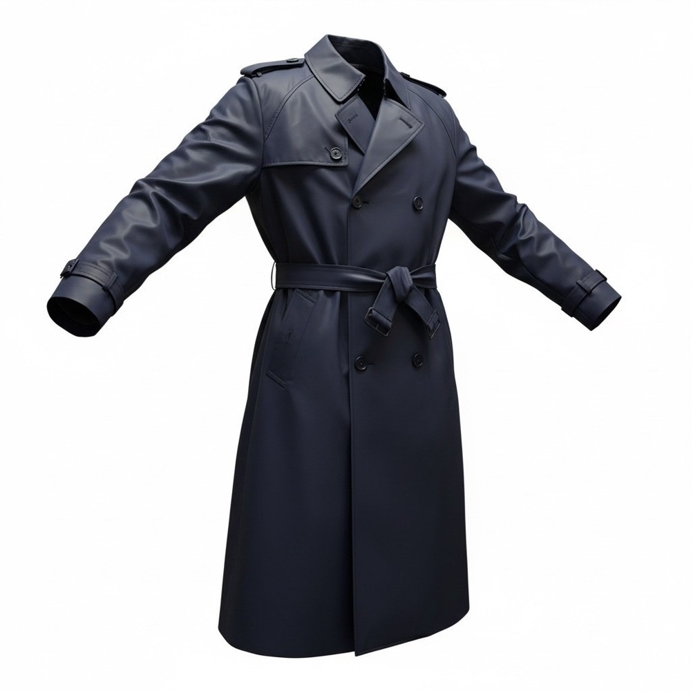 Polo Ralph Lauren Mens Navy Blue Nylon Double Breasted Trench Coat XL Epaulets